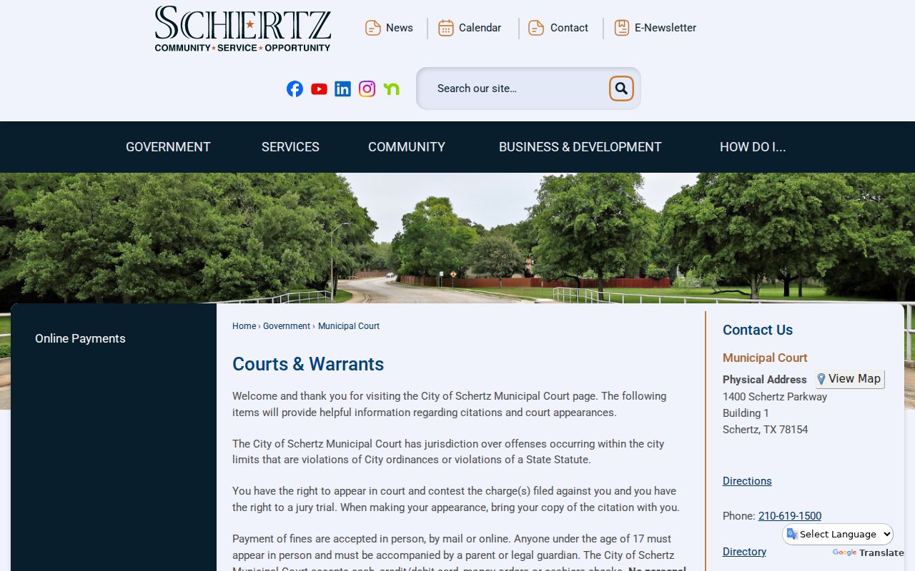 Schertz payment guidance for Comal County court records and dockets