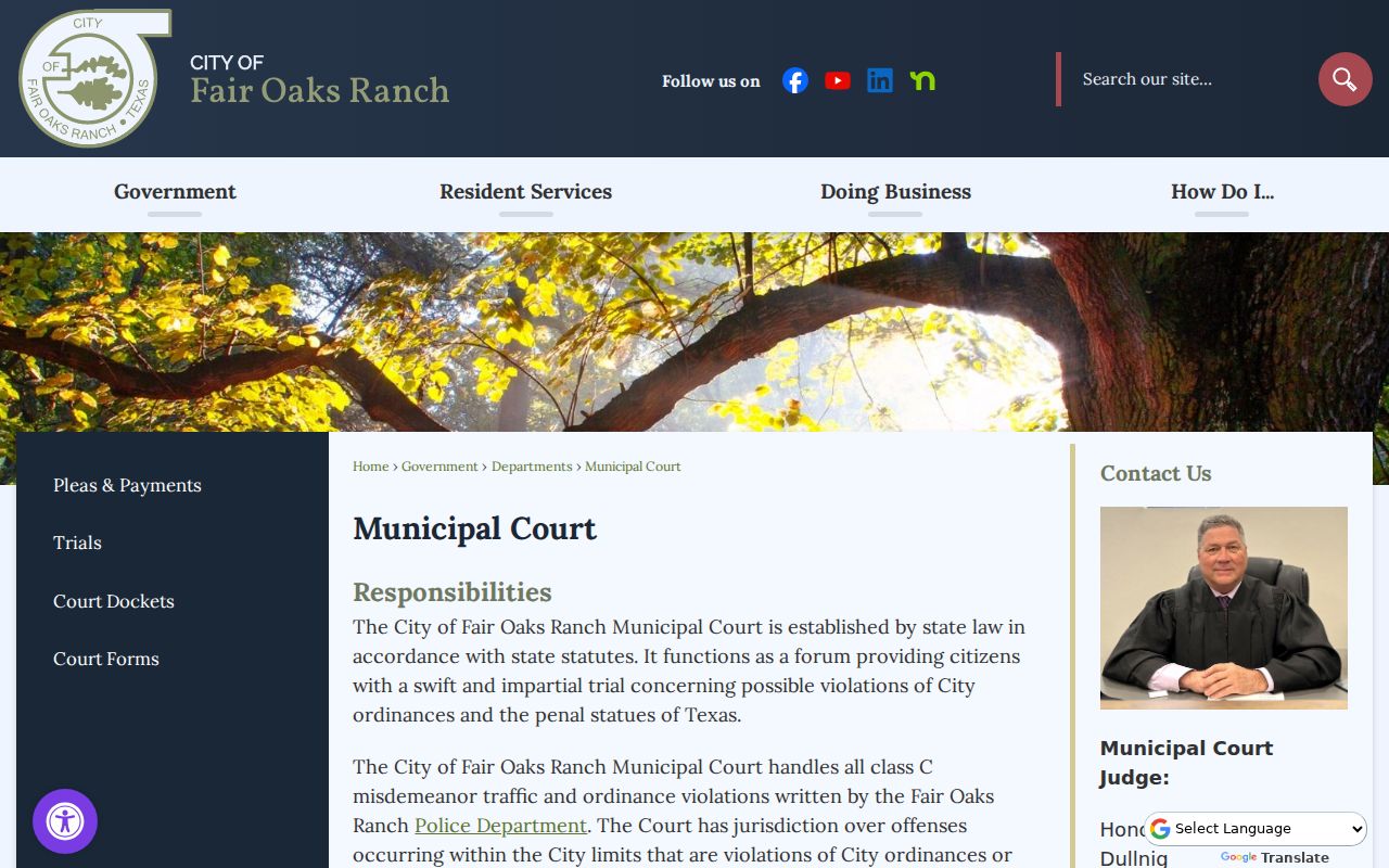 Fair Oaks Ranch office details for Comal County court records