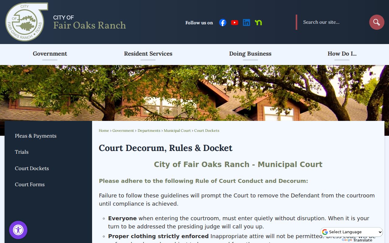 Fair Oaks Ranch streamed docket for Comal County court record context